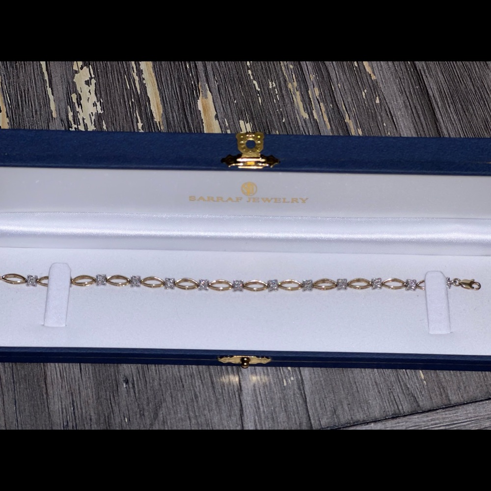 10K YG/WG Brilliant Natural Diamond Tennis Bracelet